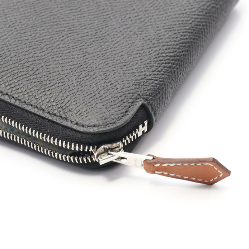 愛馬仕 Azap 迷你 SilkIn 皮夾,黑色 Epsom 皮革,二手 SHW 皮革-5