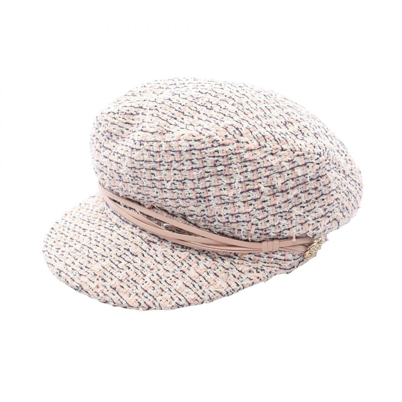 香奈兒 COCO 標誌帽子,滌棉混紡,粉紅色/海軍藍,二手女款 M 碼-0