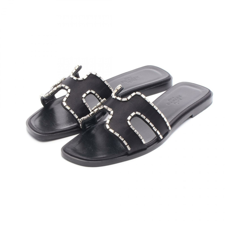 愛馬仕 Oran 穆勒涼鞋 平底鞋 黑色 二手 女款 #36 1/2-0