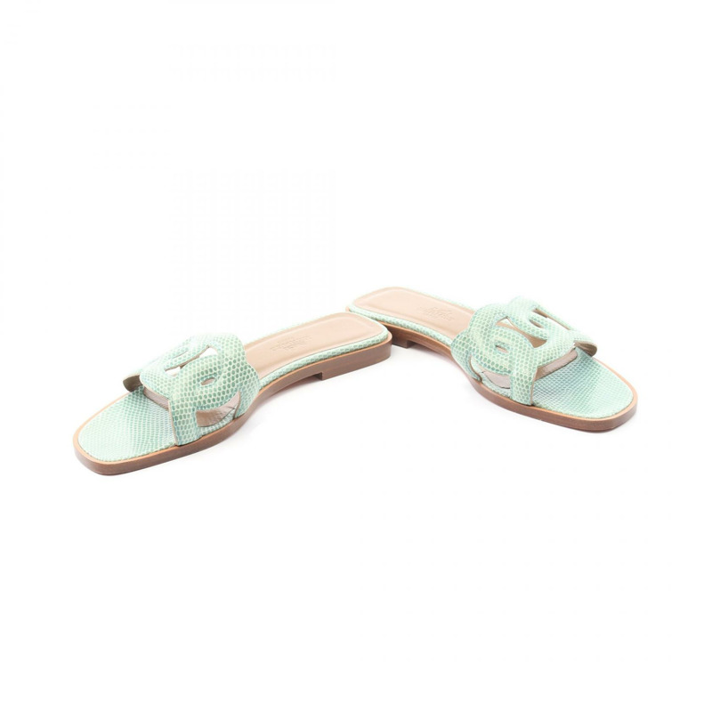 愛馬仕 Omaha 穆勒鞋，蜥蜴皮異國皮革，綠色，二手女款-2