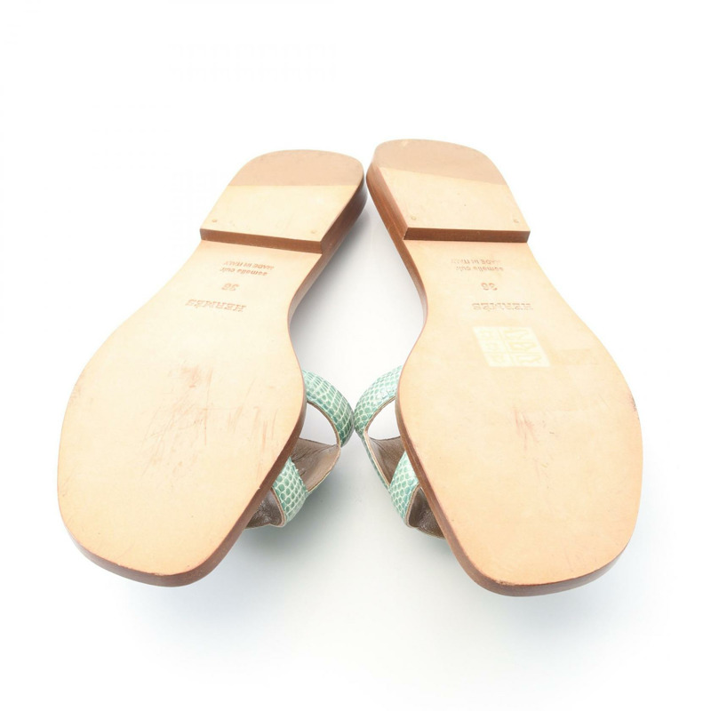 愛馬仕 Omaha 穆勒鞋，蜥蜴皮異國皮革，綠色，二手女款-3