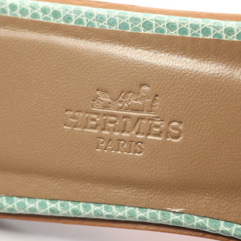 愛馬仕 Omaha 穆勒鞋，蜥蜴皮異國皮革，綠色，二手女款-4