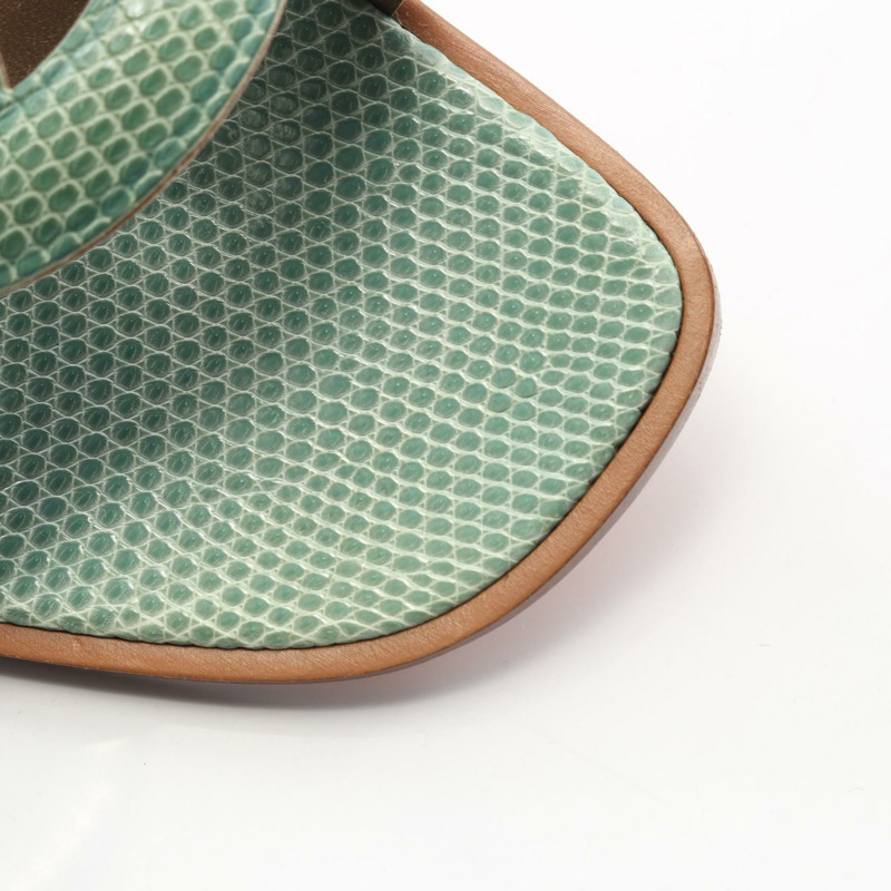 愛馬仕 Omaha 穆勒鞋，蜥蜴皮異國皮革，綠色，二手女款-8