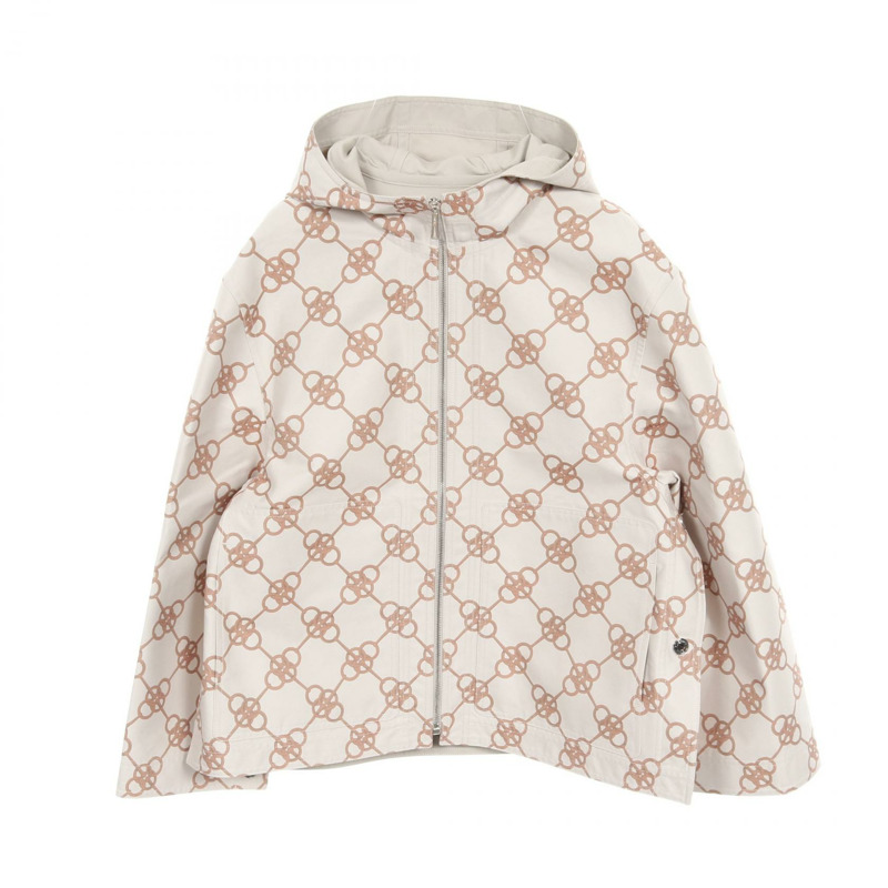 愛馬仕 (HERMES) 拉鍊式短版外套 2E0154DX 棉質人造絲米色橘色二手女款 #38-0