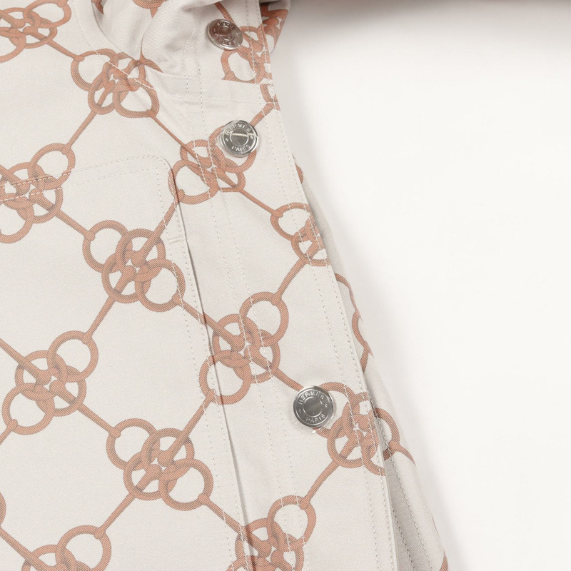 愛馬仕 (HERMES) 拉鍊式短版外套 2E0154DX 棉質人造絲米色橘色二手女款 #38-7