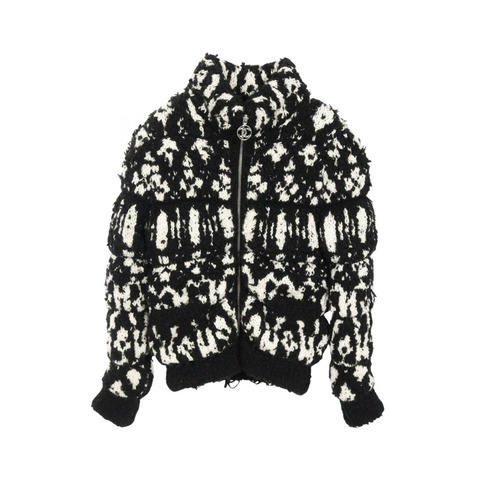 香奈兒 COCO 標誌外套 #34 P62172K47609 羊毛羊絨混紡 黑白 二手