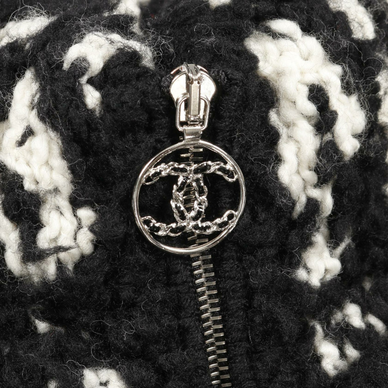 香奈兒 COCO 標誌外套 #34 P62172K47609 羊毛羊絨混紡 黑白 二手-7