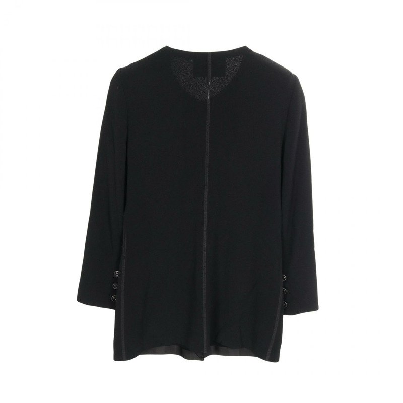 香奈兒 COCO 標誌紐扣 無色外套 P61292V46593 黏膠黑色 二手女裝-1