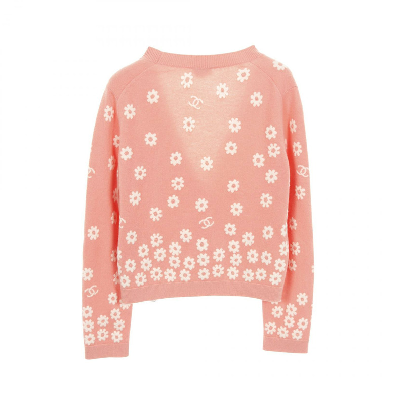 香奈兒 COCO Mark 開襟衫 P72451K10396 22P 羊絨粉紅二手女款 38 碼-1