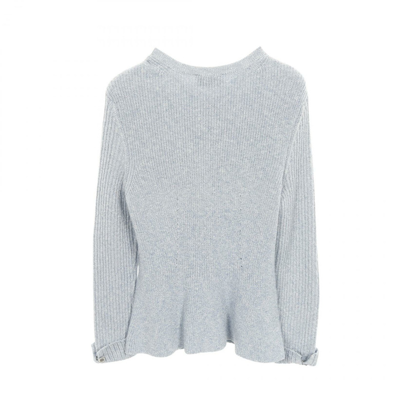 香奈兒 (CHANEL) 針織開襟衫 P74623K10706 絲質銅氨纖維 藍色 二手 女款 36 碼 CC-1