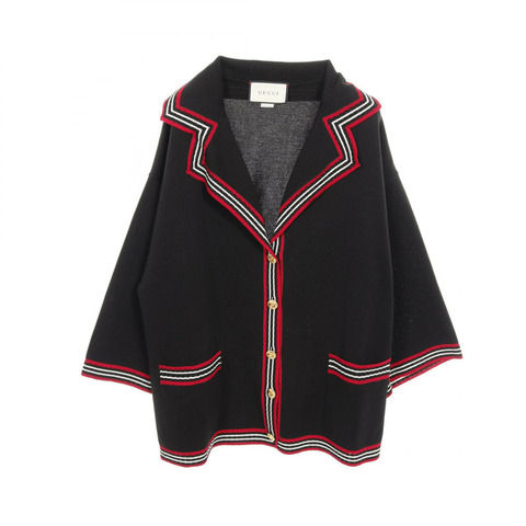 GUCCI 針織衫 其他外套 579848 絲棉 黑色 紅色 白色 二手 女款