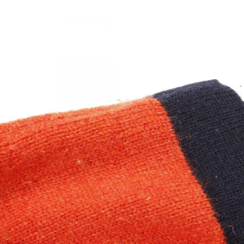 香奈兒 COCO 標誌紐扣開襟衫,羊絨材質,橘色/海軍藍,二手女款,尺寸 42 CC-4