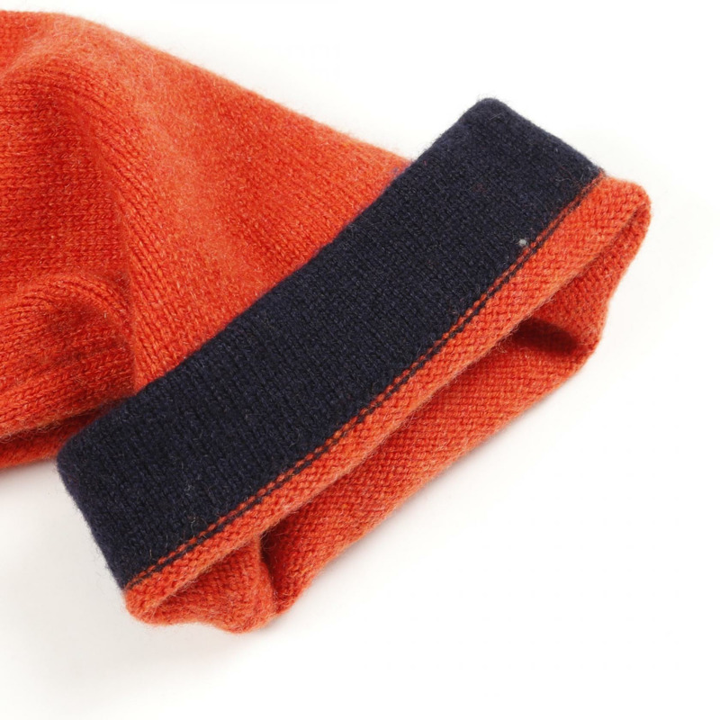 香奈兒 COCO 標誌紐扣開襟衫,羊絨材質,橘色/海軍藍,二手女款,尺寸 42 CC-5