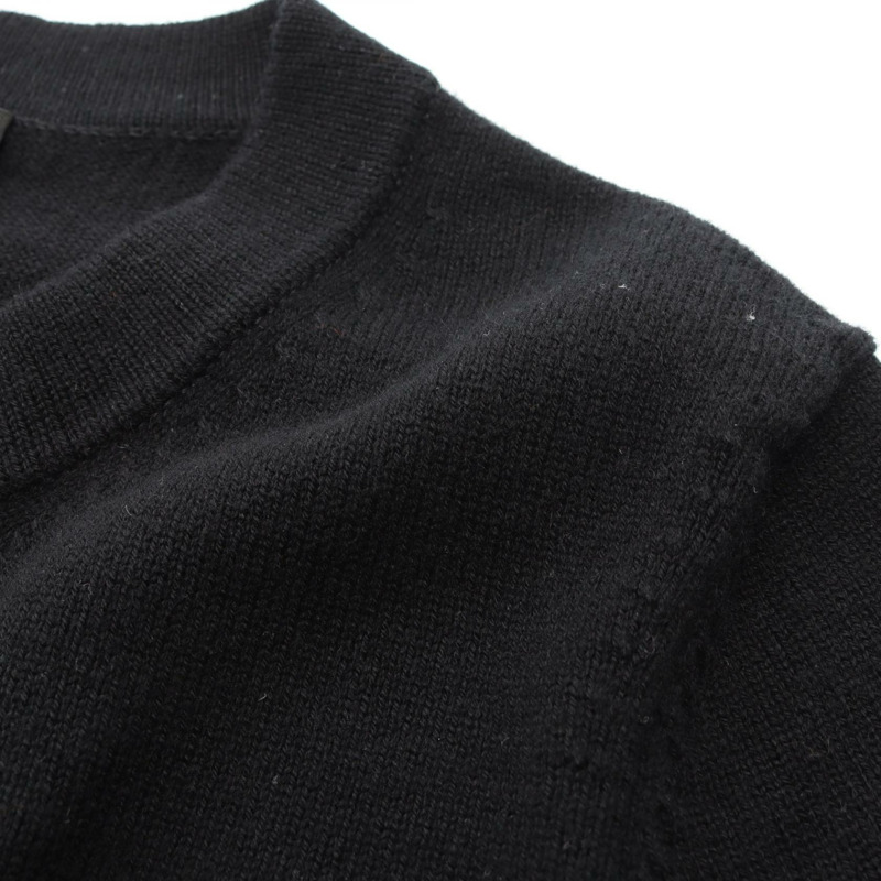 香奈兒 COCO 標誌紐扣開襟針織衫 #38 P73483K10530 羊絨黑色二手-5
