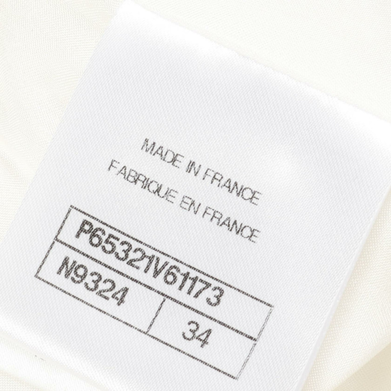 香奈兒 COCO 標誌紐扣半身裙,羊毛、聚酯纖維、腈綸混紡,白色,二手,女款,34碼-4