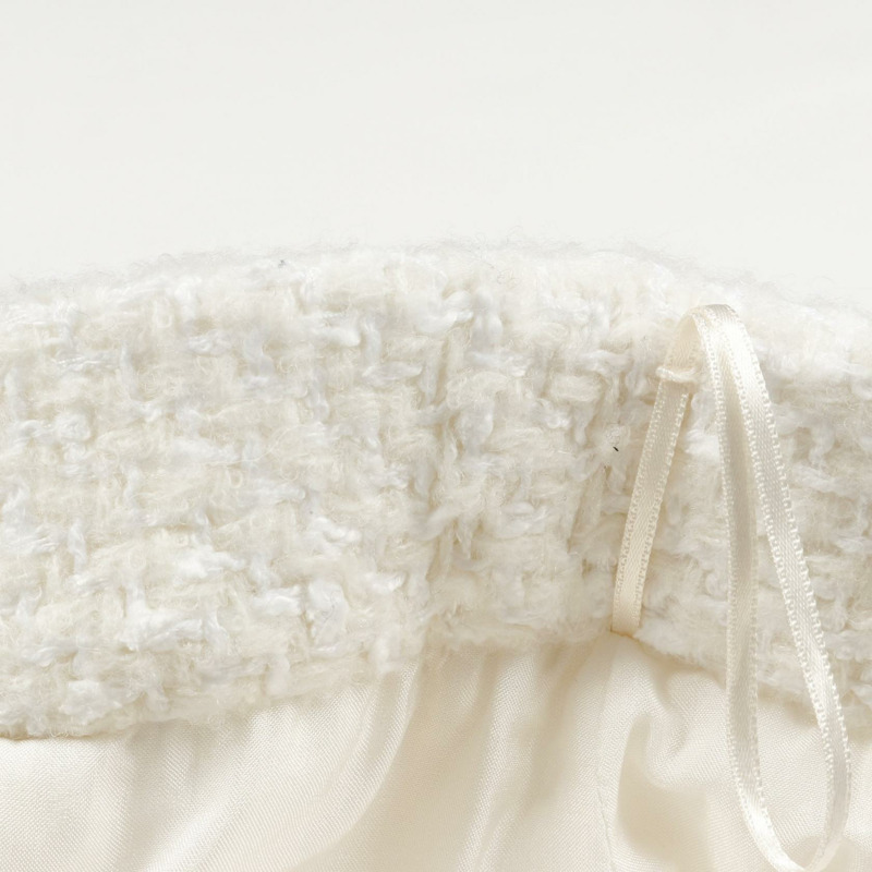 香奈兒 COCO 標誌紐扣半身裙,羊毛、聚酯纖維、腈綸混紡,白色,二手,女款,34碼-7