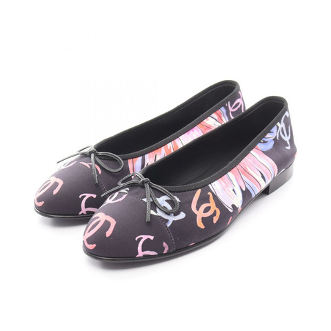 香奈兒 COCO 標誌鞋 G02819B16622 黑色粉紅色多色織物鞋 二手 女款 #36