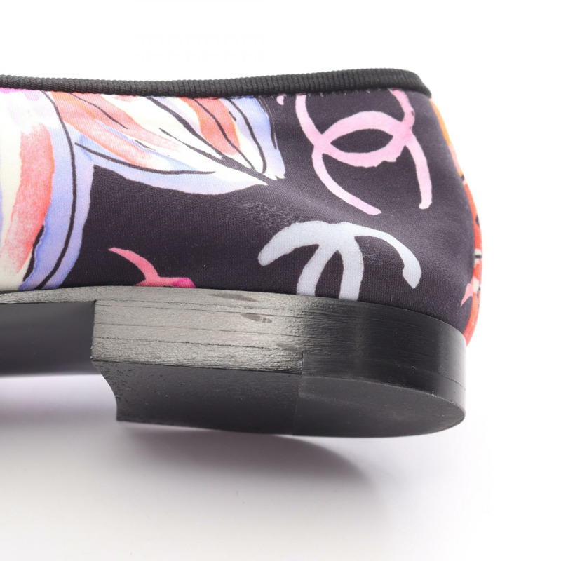 香奈兒 COCO 標誌鞋 G02819B16622 黑色粉紅色多色織物鞋 二手 女款 #36-6