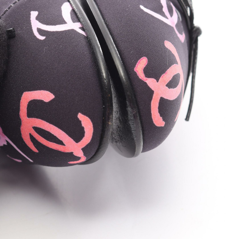 香奈兒 COCO 標誌鞋 G02819B16622 黑色粉紅色多色織物鞋 二手 女款 #36-7