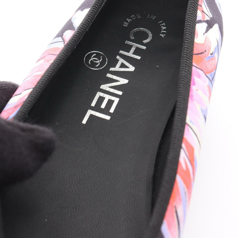 香奈兒 COCO 標誌鞋 G02819B16622 黑色粉紅色多色織物鞋 二手 女款 #36-8