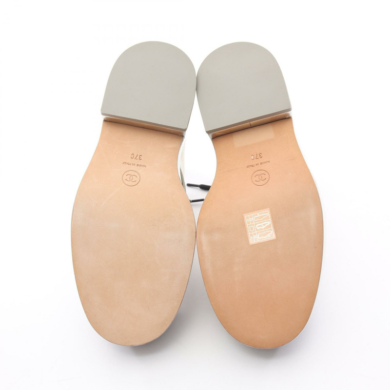 香奈兒 COCO 標誌靴子,皮革面料,銀色/黑色,二手,女款,尺寸 37C CC-3