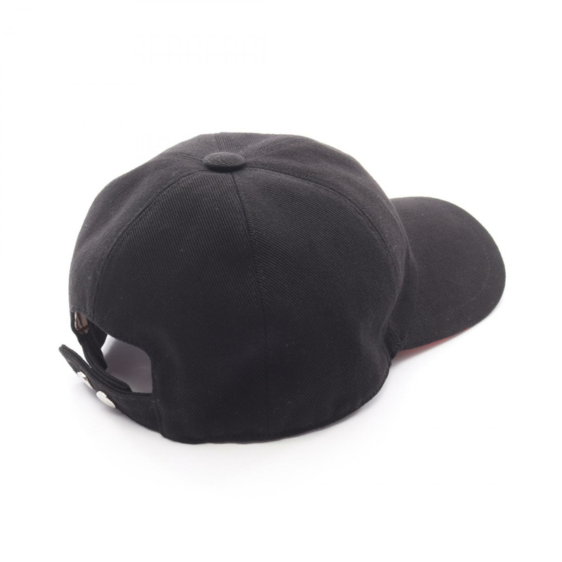 香奈兒 COCO 標誌棉質黑紅色二手女帽-1