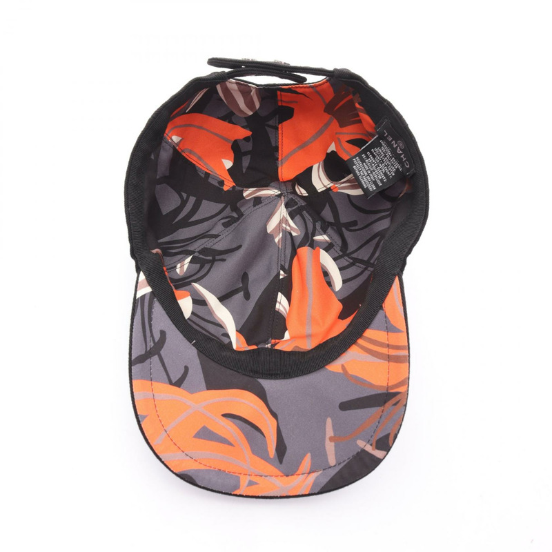 香奈兒 COCO 標誌棉質黑紅色二手女帽-2