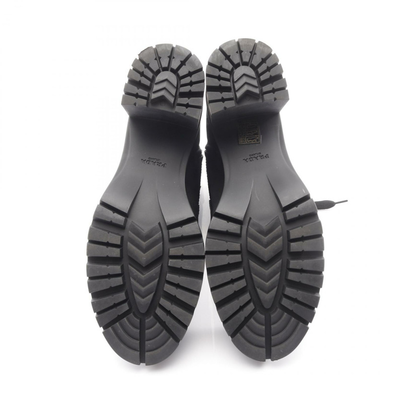 PRADA Re-Nylon 短靴高跟鞋 #38 尼龍皮革黑色二手女鞋-3