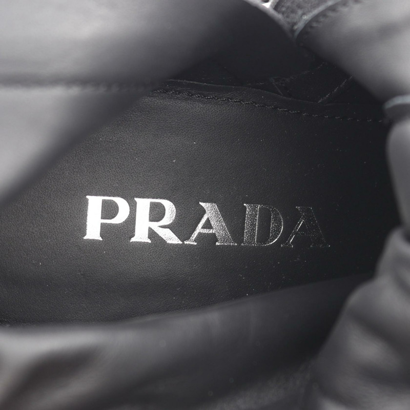 PRADA Re-Nylon 短靴高跟鞋 #38 尼龍皮革黑色二手女鞋-4