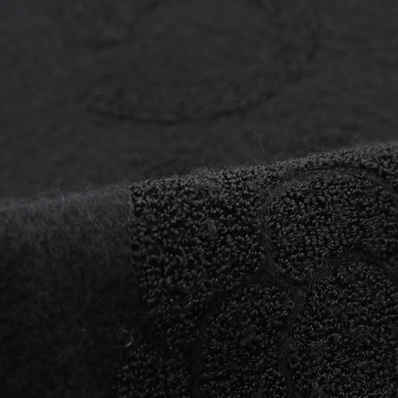 香奈兒 COCO 標誌山茶花圍巾 黑色 二手 女士 CC-3