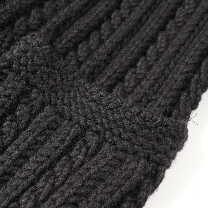 香奈兒 COCO 標誌牛角扣粗呢大衣針織羊絨黑色二手女款 #36-6