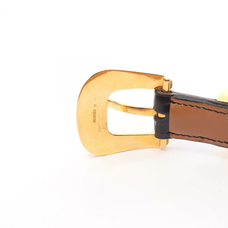 愛馬仕西部風格皮帶,黑色,二手,女士款-6