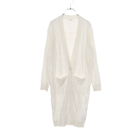 愛馬仕 L'Instruction du Roy 長版針織開襟衫，絲棉混紡，白色，二手，#36