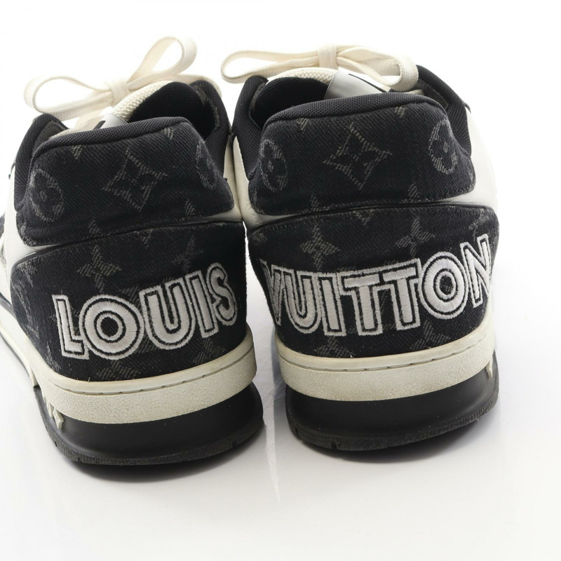路易威登 LV Trainer Line Monogram Denim 運動鞋 1ABOD8 皮革 白色 黑色-10