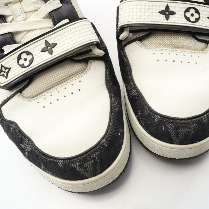 路易威登 LV Trainer Line Monogram Denim 運動鞋 1ABOD8 皮革 白色 黑色-11