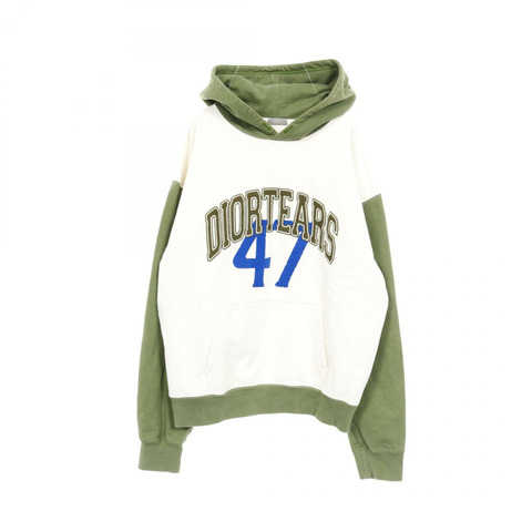 Dior × DENIM TEARS 連帽衫，純棉，白色/綠色，二手，男款 XL 碼