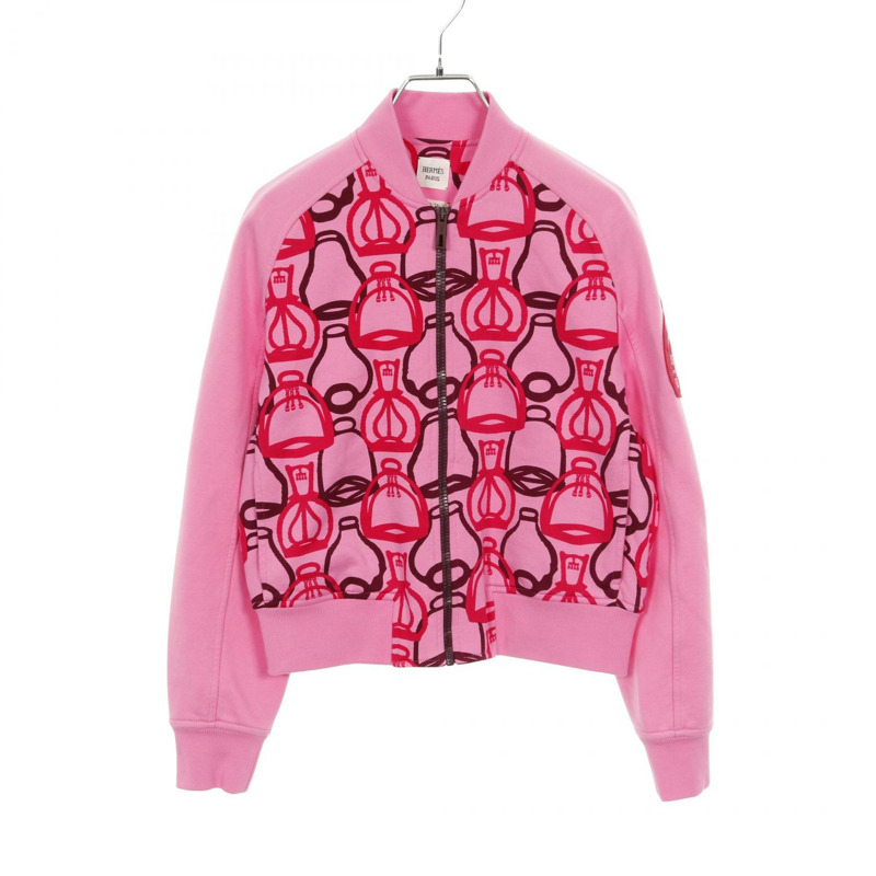 HERMES Fantaisie d'Etriers 夾克衫 3E4201DI 棉粉紅二手女 #34-0