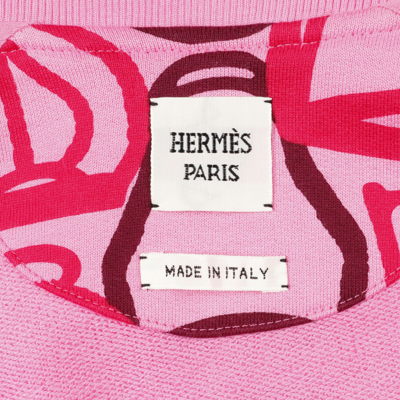 HERMES Fantaisie d'Etriers 夾克衫 3E4201DI 棉粉紅二手女 #34-2