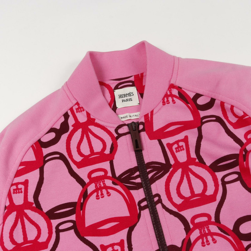HERMES Fantaisie d'Etriers 夾克衫 3E4201DI 棉粉紅二手女 #34-10