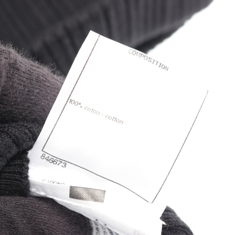 香奈兒 (CHANEL) 黑色短袖針織T卹，棉質，二手，女士，CC標誌，#36-3