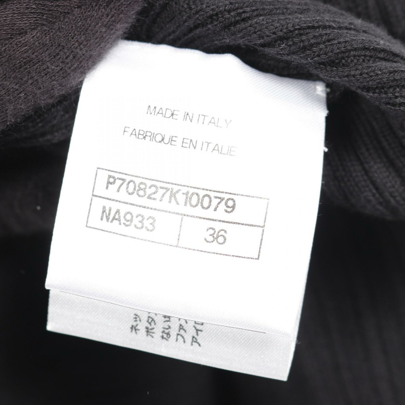 香奈兒 (CHANEL) 黑色短袖針織T卹，棉質，二手，女士，CC標誌，#36-4