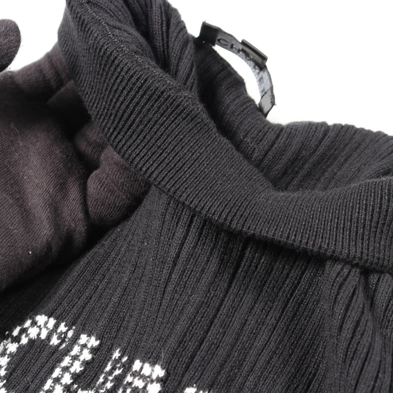 香奈兒 (CHANEL) 黑色短袖針織T卹，棉質，二手，女士，CC標誌，#36-5