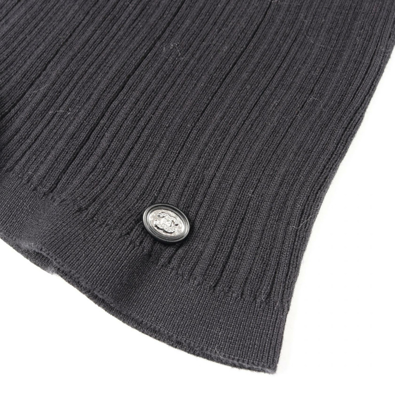 香奈兒 (CHANEL) 黑色短袖針織T卹，棉質，二手，女士，CC標誌，#36-8