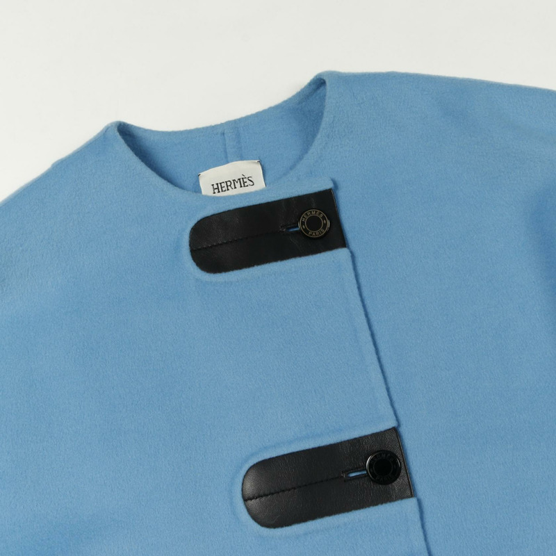 愛馬仕其他款式羊絨皮大衣藍色二手女裝-8