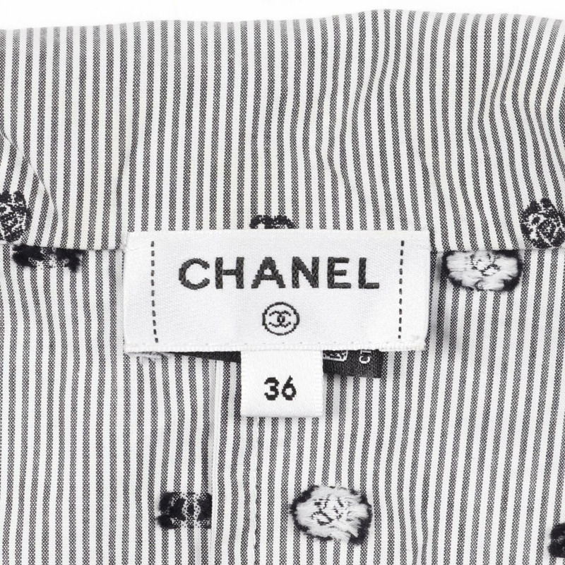 香奈兒 COCO 標誌山茶花襯衫上衣 P76758V63866 棉質灰色 二手 女款 36碼-2