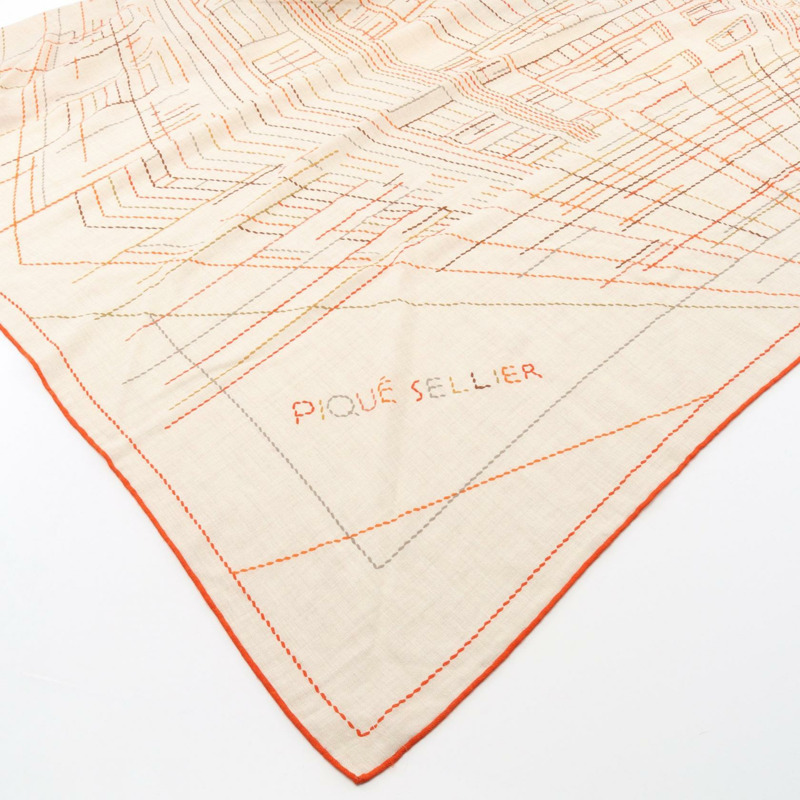 愛馬仕 Carre140 Pique Sellier 絲巾 Carr gant 絲質羊絨米色 二手女士-1