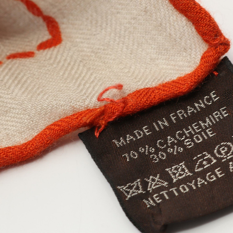 愛馬仕 Carre140 Pique Sellier 絲巾 Carr gant 絲質羊絨米色 二手女士-5