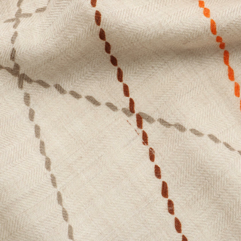 愛馬仕 Carre140 Pique Sellier 絲巾 Carr gant 絲質羊絨米色 二手女士-7