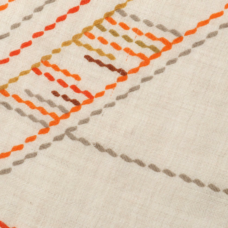 愛馬仕 Carre140 Pique Sellier 絲巾 Carr gant 絲質羊絨米色 二手女士-8