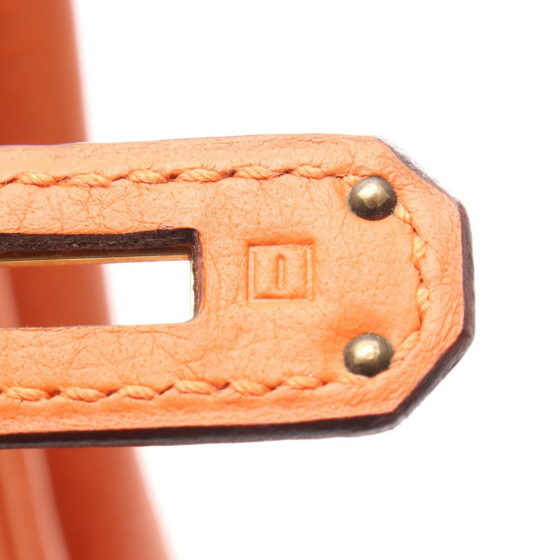 愛馬仕 Birkin 35 手提包 Clemence 皮革 橙色 二手 女士 GHW I-4
